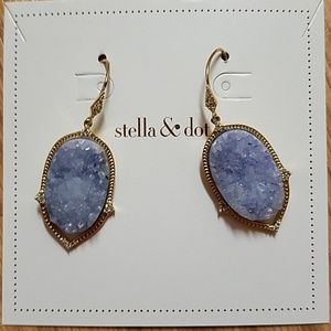 Stella & Dot Charlotte Druzy Earrings- Pale Blue